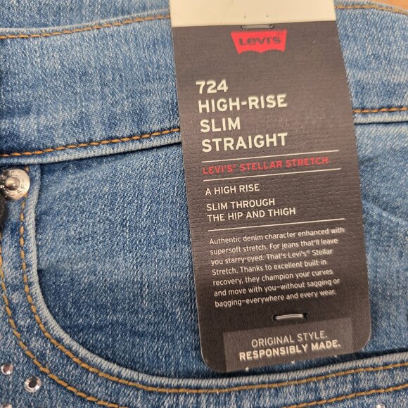 LEVIS WOMEN'S 724 HIGH-RISE SLIM STRAIGHT  JEANS SIZE 32 X 32 NWT - Picture 6 of 11